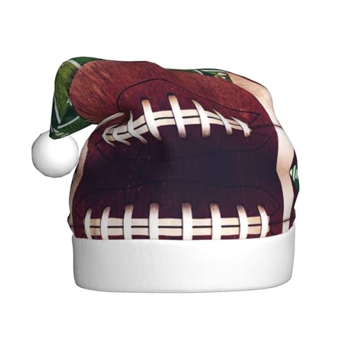 MDATT American Football Field and Ball Weihnachtsmütze für Erwachsene, Unisex, Weihnachtsmütze für Neujahr, festliche Feiertagsparty von MDATT