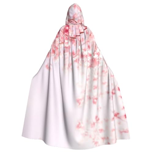 MDATT Pink Cherry Unisex Umhang mit Kapuze in voller Länge langer Umhang Cosplay Kostüm Zauberer Umhang Party von MDATT