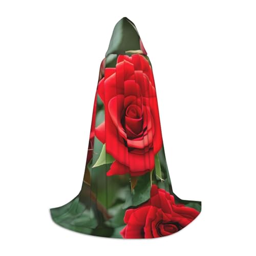 MDATT Rote Rose Blumen Kapuzenumhang für Halloween Cosplay Kostüme Halloween Karneval Umhang Hexenumhang Kostüm von MDATT