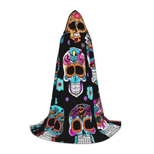 MDATT Sugar Skull Halloween Full Length Hooded Cloak,Uni Hooded Cloak Long Halloween,Carnivals Must Have Cloak von MDATT