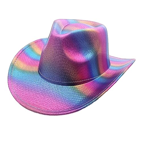 MDHQ Cowgirl-Hut mit Regenbogen für Junggesellinnenabschied, Urlaub, Western-Cowgirl-Hut für Braut, für Geburtstagsparty im Freien von MDHQ