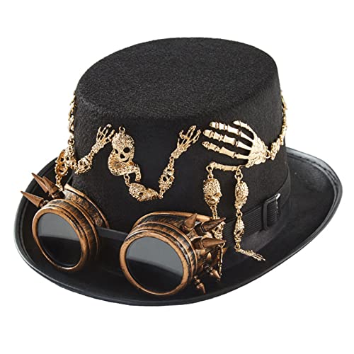 MDHQ Steampunk-Hut, Steampunk-Hut, für Herren, mit Brille, Steampunk-Zeithut, Steampunk-Zubehör, Halloween-Party von MDHQ