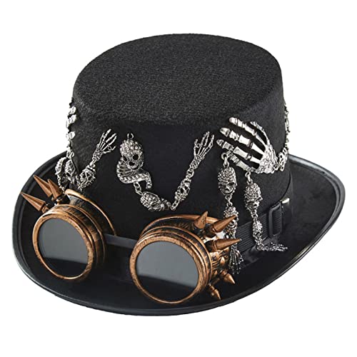 MDHQ Steampunk-Hut, Steampunk-Hut, für Herren, mit Brille, Steampunk-Zeithut, Steampunk-Zubehör, Halloween-Party von MDHQ