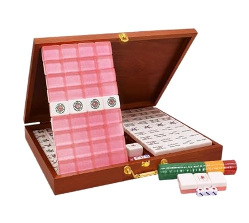 MDWZH Mahjong Set 144 Spielsteine, Mahjong-Set, Kristallfliesen Mit Reisebox for Zuhause, Party, Mahjong Mahjong Erwachsene(A,40mm) von MDWZH