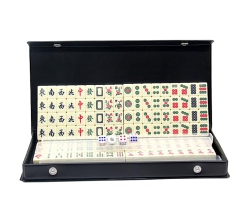 MDWZH Mahjong Set Mahjong Chinesische Fliesen Mahjong Tragetasche Professionelles Chinesisches Mahjong-Spielset 144 Fliesen Mahjong Erwachsene(with Ruler) von MDWZH