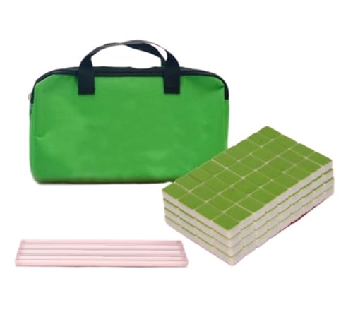 MDWZH Mahjong Set Mahjong Tragbares Reise-Mahjong-Set for Zuhause, Fliesen Mit Tasche, 144 Klassische Mahjong-Fliesen-Tischdecke Mahjong Erwachsene(Grün) von MDWZH