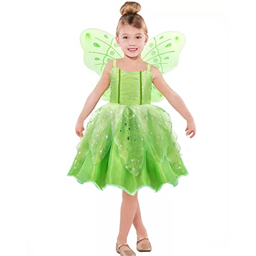 Tinker Bell Prinzessinnenkostüm für kleine Mädchen, Geburtstagsparty, Feenkleid für besondere Anlässe mit Flügeln, Grün von MDYCW