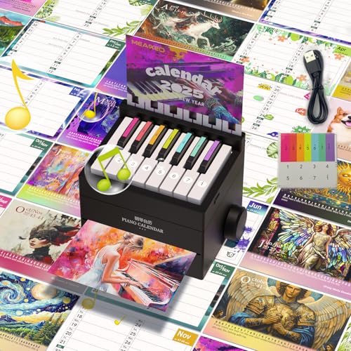 Klavierkalender, spielbarer Mini-Klavier-Tischkalender 2025, mit 30 Notenpunkten, Kalender 2025 von Januar 2025 bis Dezember 2025, Geschenk für Fans, Inspirationsgeschenk für sie, Sänger-Fans von MEAKEO