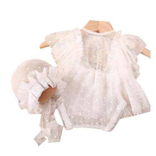 MEAKTSMI 2PCS Fotoshooting Requisiten Für 0-1M Baby Mädchen Kleinkind Foto Kostüm Spitzenhut & Prinzessin Kleid Fotografie Posieren Kleidung von MEAKTSMI