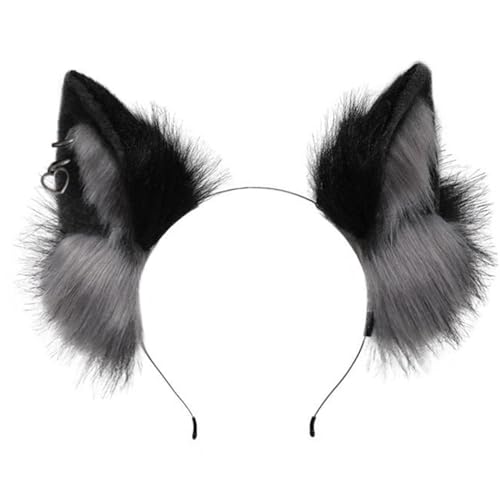 MEAKTSMI Handgemachtes Wolf Ohr Stirnband Kätzchen Mädchen Cosplay Zubehör Biest Ohren Fursuit Maskerade Halloween Cosplay Party von MEAKTSMI