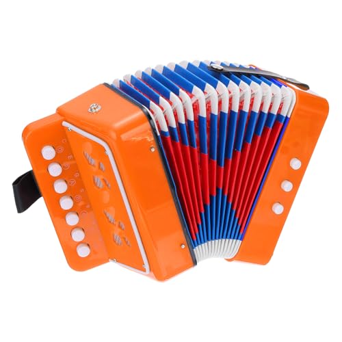 MECCANIXITY Akkordeon 10 Tasten Taste Akkordeon Mini Musikinstrument Geschenke für Jugendliche Anfänger Pädagogisch Orange von MECCANIXITY