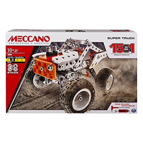 Meccano 2007504, 15-in-1 Super Truck, S.T.E.A.M. Building Kit, for Ages 10 and Up Konstruktionsspielzeug, Mehrfarbig, one Size von MECCANO