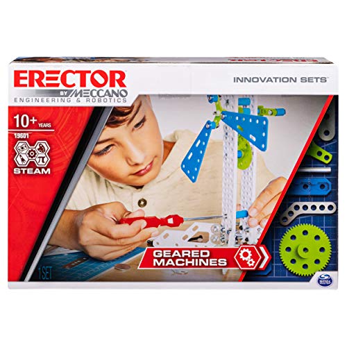 Meccano Erector, Set 3, Getriebemaschinen S.T.E.A.M. Bausatz mit beweglichen Teilen, ab 10 Jahren von MECCANO