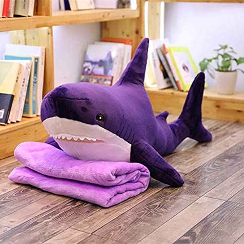 MEDFL 60-100cm Kreativer niedlicher Riesen-Polupar-Haifischhaut-Plüsch-Haifisch-Halbzeug-Mantel-Fisch-Kissen-Spielzeug-Puppengeschenk für Kinderbaby 60cm LILA von MEDFL