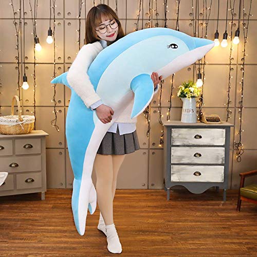 MEDFL 70/100/120cm Großer Delphin Plüschtier Ragdoll Puppe Schlafkissen Mädchen Nettes Langes Streifenkissen Faules Bett Geschenk 100cm B von MEDFL