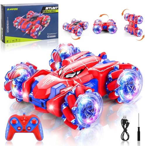 Spider Ferngesteuertes Auto, 2,4 GHz RC Auto mit LED Licht 4WD RC Stunt Car Monstertruck Spielzeug Geschenk für Kinder Jungen Mädchen ab 4 5 6 8 10 Jahre Spider Ferngesteuertes Auto, 2,4 GHz RC Auto mit LED Licht 4WD RC Stunt Car Monstertruck Spielzeug Geschenk für Kinder Jungen Mädchen ab 4 5 6 8 10 Jahre von MEDMHSMA