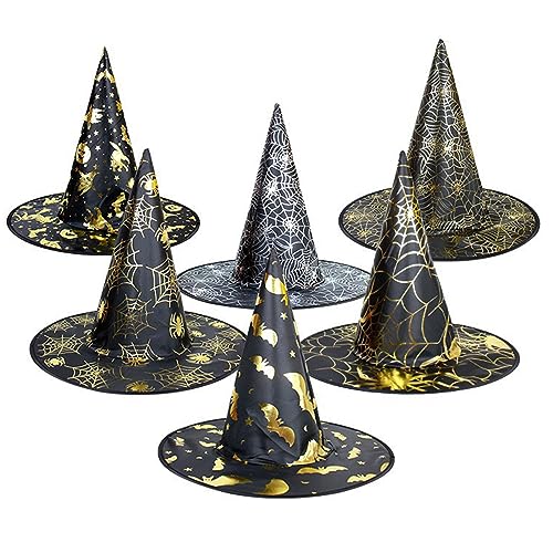 MEELYHOME Halloween Hexenkappe Cos-play Zauberer Hut Hexenhut Damen Herren Unisex Hexe Cosplay Kostüm Hut Party Cap Festival Kopfbedeckung Hexenhut Unisex Hut Kostüm Zubehör Partyhut von MEELYHOME