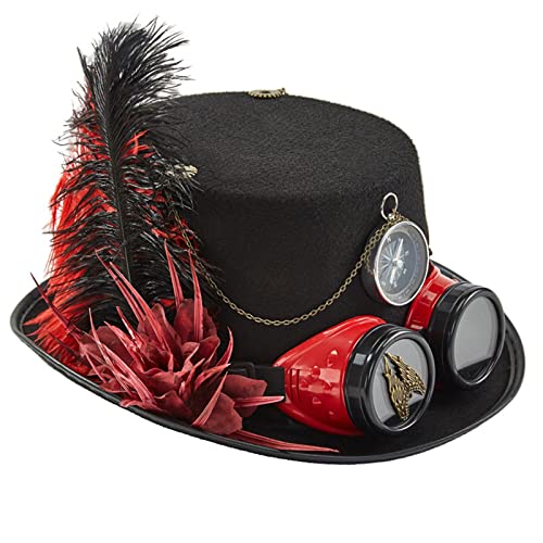 MEELYHOME Steampunk-Hut, Steampunk-Hut für Herren, mit Brille, Steampunk-Hut, Zeitreisende, Steampunk-Zubehör, Halloween-Party, Steampunk-Hut mit Brille von MEELYHOME