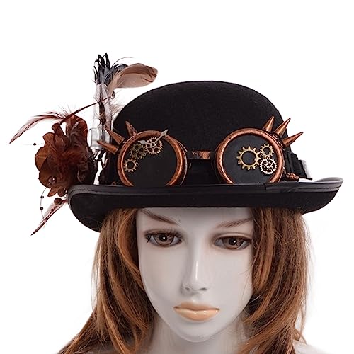 MEELYHOME Unisex Zylinder Industrial Age Gothic Billycock Cosplay Für ComicCon Party Zubehör Industrial Age Cap Top Hat Viktorianischer Hut von MEELYHOME