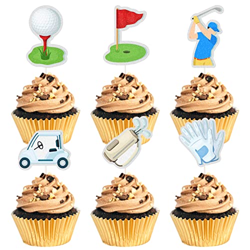 18 Stück Golf-Cupcake-Topper – Tasche Ball Carts Rasen Cupcake Picks – Golf-Thema-Party-Zubehör, Dessert Cupcake Supplies für Geburtstag/Ruhestand Party Supplies von MEFENG