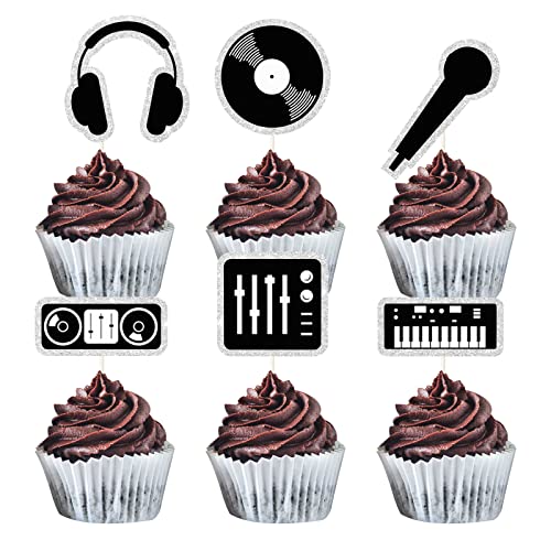 MEFENG DJ-Cupcake-Topper – Musikthema Cupcake-Dekorationen – Happy Birthday Kuchenplektren – musikalische soziale Medien Hip Hop Geburtstagsparty Dekorationen von MEFENG