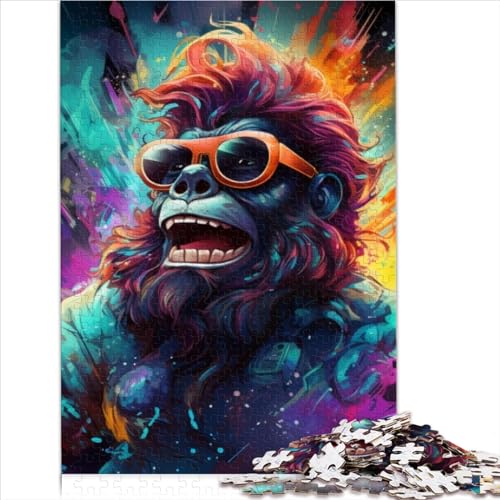 1000 Teile Puzzle Bunte Gorillas Puzzle für Erwachsene Holzpuzzle Lernspiele Heimdekoration Puzzle (Größe 75x50cm) von MEFESE