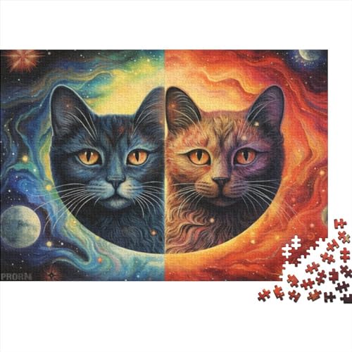 1000 Teile Puzzle für Erwachsene,Katze,Planet,Wellen,Holzpuzzle,kreatives Holzpuzzle,unmögliches Puzzle,Brain Challenge-Puzzle für Jugendliche,75x50cm von MEFESE