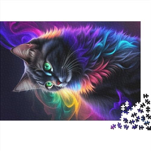 500 Teile Puzzle für Erwachsene Mystische Schwarze Katze Puzzle Dekompressionsspiel Spielzeug Puzzles Geburtstagsgeschenke (Größe 52x38cm) von MEFESE