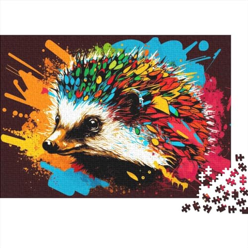 Bunte Igel,1000 Teile,Holzpuzzle,einzigartiges Puzzle,kreatives Puzzle,Geschenk für Erwachsene,Familienspiel,Herausforderungsaktivität,75x50cm von MEFESE