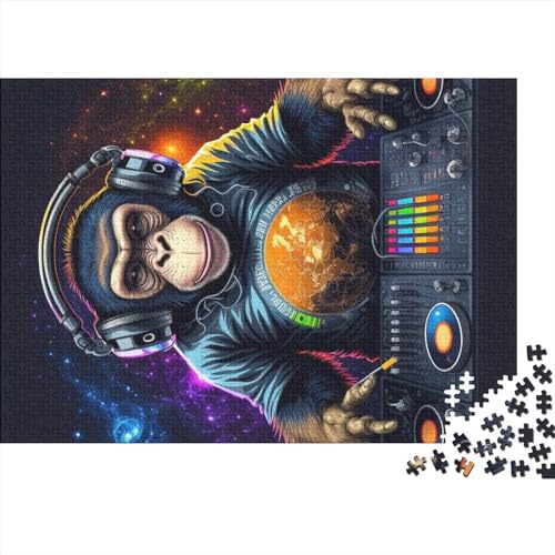 Holzpuzzle, 1000 Teile, Affen-DJ-Puzzle, Familienspiel, Erwachsene und Kinder (Größe 75x50cm) von MEFESE