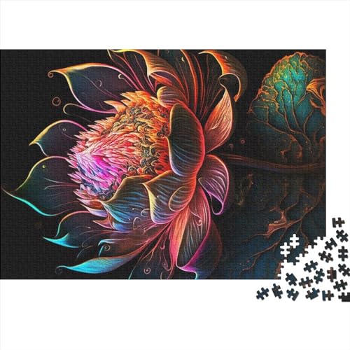 Lotusblume Neue Kunstpuzzles 1000 Teile Puzzles Erwachsene Kinderspielzeug Puzzle Einzigartiges schwieriges und herausforderndes Puzzlespiel Spielzeug Geschenk (Größe 75x50cm) von MEFESE