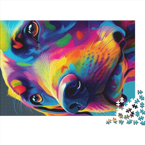 Puzzle 1000 Teile Labrador Bunte Puzzles Holzpuzzles für Erwachsene Kinder Kinder Schwierigkeitsspiel (Größe 75x50cm) von MEFESE