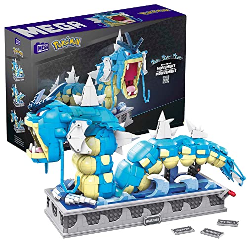 MEGA Pokémon Figuren Bauset Garados, 2.186 Teile, vollständig mechanisiertes und bewegliches Bauspielzeug mit Display-Ständer, Pokémon Spielzeug, Spielzeug ab 12 Jahren, HGC24 von MEGA Pokémon