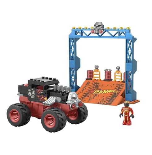 MEGA Hot Wheels - Smash-und-Crash Bone Shaker Crush Set mit 151-teiliges Bauset, Monster Truck, Rampe, Hindernisse, für Kinder ab 5 Jahren, HKF87 von Mega Brands