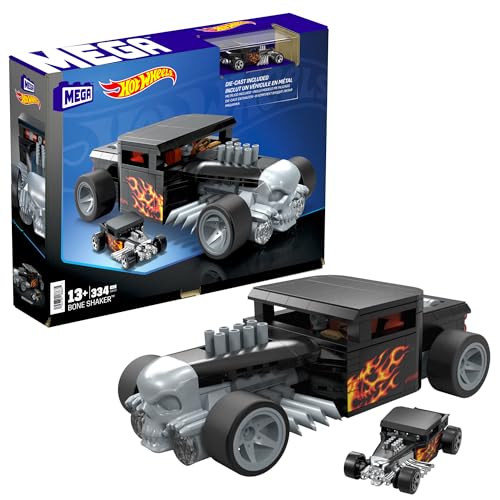 MEGA Hot Wheels Showcase - Zusammenbaubares Hot Wheels Bone Shaker Sammlerset im Maßstab 1:24 mit Die-Cast-Auto und 334 Bausteine und Teile, ab 13 Jahren, HRY17 von MEGA