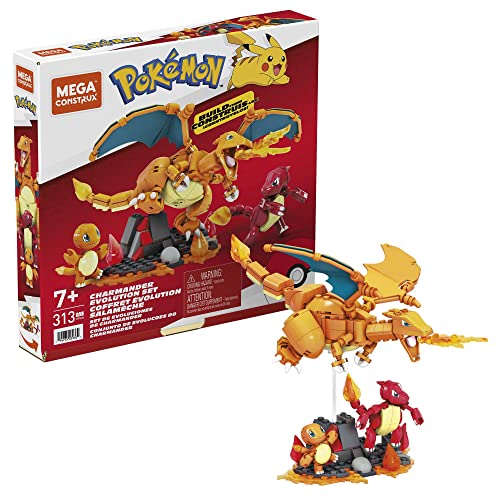 MEGA HFG06 Construx Pokémon Glumanda Evolutionsset, Konstruktionsspielzeug, Spielzeug ab 7 Jahren von MEGA