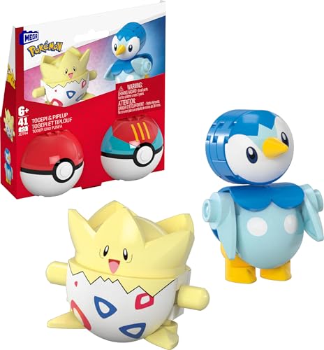 MEGA Pokémon Actionfigur Bauspielzeug-Set, Pokéball 2er-Pack, Togepi und Plinfla mit 41 Teilen, für Kinder, JCT44 von Mega Brands