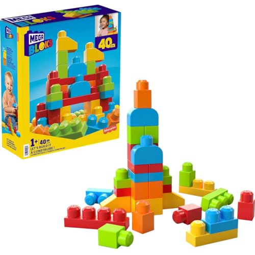 MEGA BLOKS HKN40 Let's Build it Baustein-Spiel, 40-teilig, Spielzeug für Babys und Kinder von 1 bis 5 Jahren von MEGA