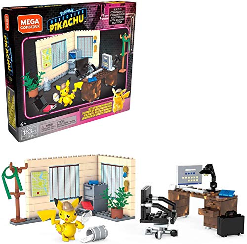 MEGA Construx GGK26 - Detektiv Pikachu Büro, Spielzeug zum Pokémon Film Meisterdetektiv Pikachu von MEGA