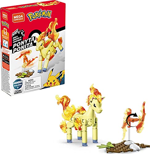 MEGA Construx GKY86 - Pokemon Ponita Bauset, drehbares Feuerrad mit Battle-Effekten, Spielzeug ab 6 Jahren von MEGA