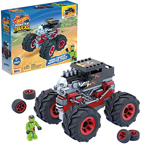 MEGA Construx GVM27 - Hot Wheels Monster Trucks Bone Shaker, Bauset mit 194 Teilen und 1 bewegliche Mikro-Actionfigur, Spielzeug zum Zusammenbauen, für Kinder ab 5 Jahren von MEGA