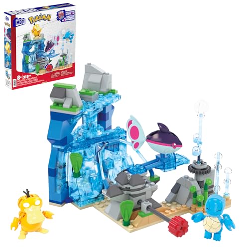 MEGA Pokémon Actionfigur-Bauspielzeug, Wasserabenteuer mit 319 Teilen und beweglichem Schiggy, Enton und Finneon, für Kinder, HXF79 von MEGA