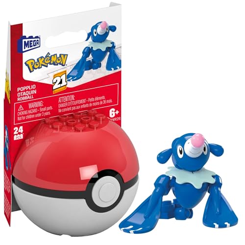 MEGA Pokémon Popplio Bauspielzeug-Set, bewegliche Actionfigur (24 Teile) für Kinder von MEGA