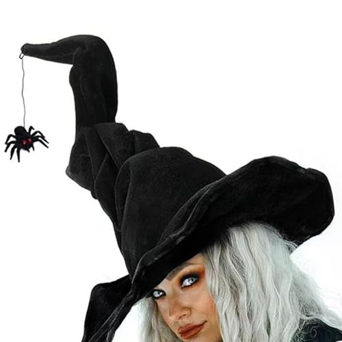 Halloween-Hexenhut mit Tüll, gefiedert, Party-Zaubererhut, Uni, spitze Hexenkappen, Erwachsene, Kinder, Cosplay, Kostüm, Kopfbedeckung von MEIBAOGE