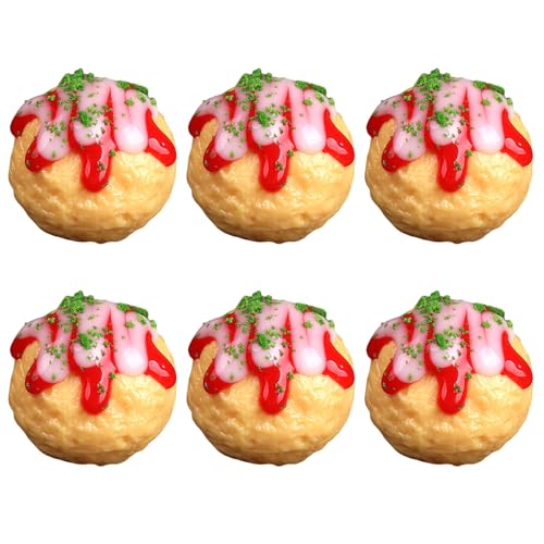 MEIBAOGE 6 realistische Takoyaki-Modelle, gegrilltes Fleisch, runde Modelle für Küche, Geschäft, Display, Fotografie von MEIBAOGE