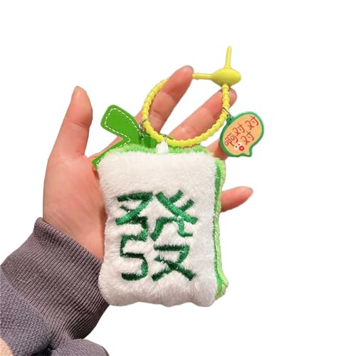 MEIBAOGE Mahjong Schlüsselanhänger, Plüsch, Mahjong-Anhänger, Tasche, Schlüsselanhänger, Ornament, Handy-Charm-Dekorationen für Neujahr, grün von MEIBAOGE