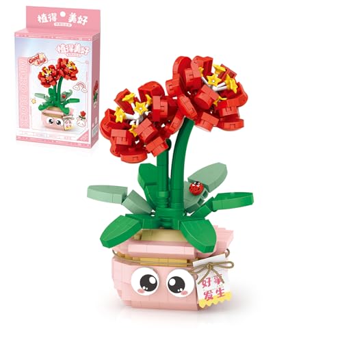 MEIEST Mini Blüte Succulent Bonsai Bausteine,Simulation Topf Pflanze Partikel Blume Botanische Sammlung BAU Ziegel Spielzeug,Wohnkultur (Amaryllis) von MEIEST