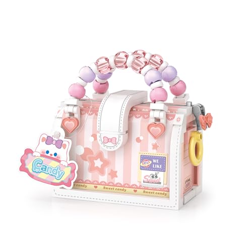 MEIEST Mini Süß Handtasche Bausteine Set,Nette Tier Süßigkeiten Handtasche Sammlung BAU Ziegel Spielzeug (Rosa-Süßigkeiten) von MEIEST