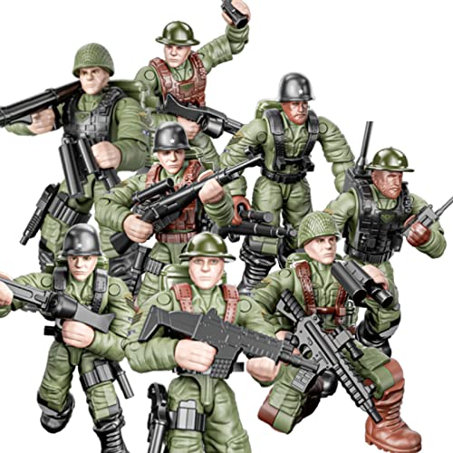 MEIEST Soldaten-Modellausrüstung aus dem Zweiten Weltkrieg, Baustein-Spielzeug, Soldaten-Action-Mini-Figuren mit mehreren militärischen Waffen, Zubehör, Partygeschenk-Set für Jungen, 8 Stück von MEIEST