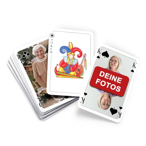 MEINSPIEL - Personalisiertes Canasta-Kartenspiel – Eigene Fotos auf Vorder- und Rückseiten, Französisches Rommé-Blatt (59x91 mm, 55 Karten), Verpackung: Klarsichtetui von MEINSPIEL ECHTE SPIELE - SELBER MACHEN